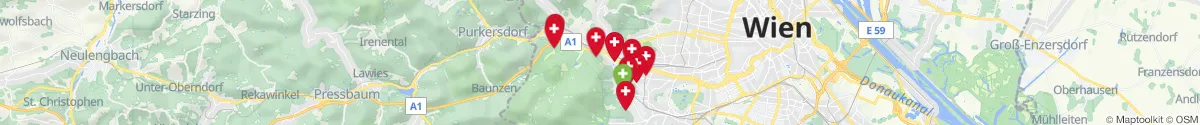 Map view for Pharmacies emergency services nearby Hadersdorf (1140 - Penzing, Wien)